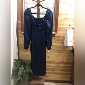 Elegant Long Sleeve Blue Dress